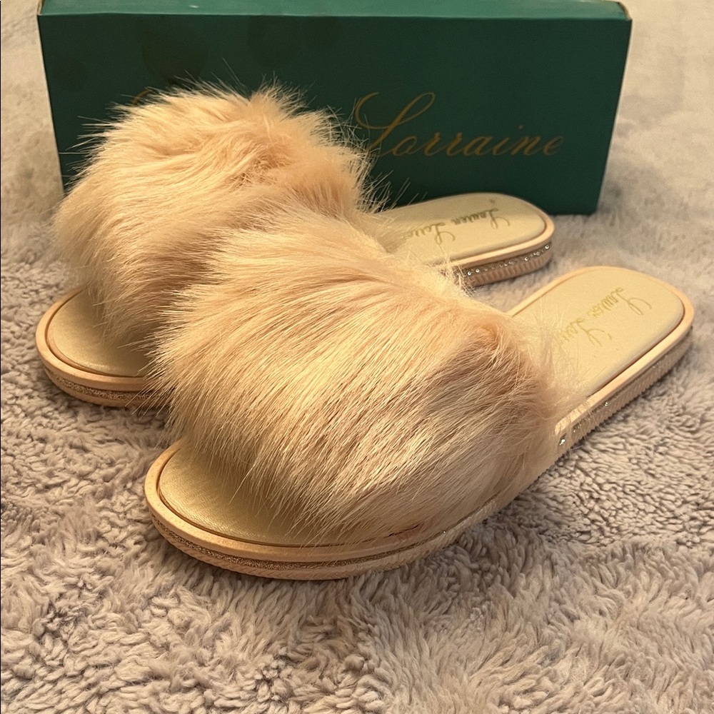Lauren Lorraine Fuzzy  Blush Slippers